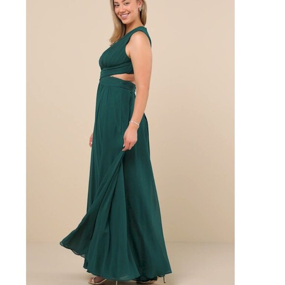 Lulu's Vivid Imagination Emerald Green Cutout Maxi Dress Size XL New NWT - Picture 2 of 12